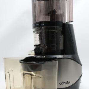 Canoly C9 Slow Juicer on white background with juice containers